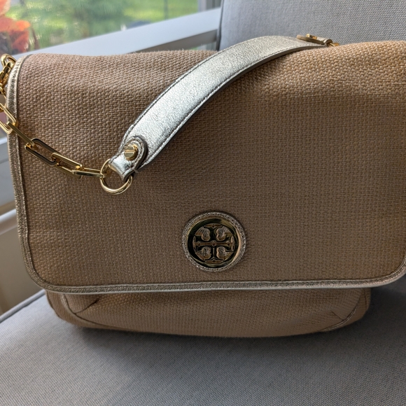 Tory Burch Tan and Gold Shoulder Bag - Picture 1 of 9